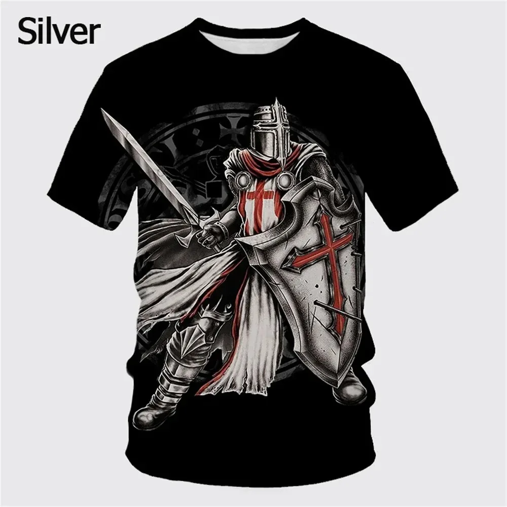 Street Fashion Couple - Camiseta Masculina Retrô Templar 3D Estampada