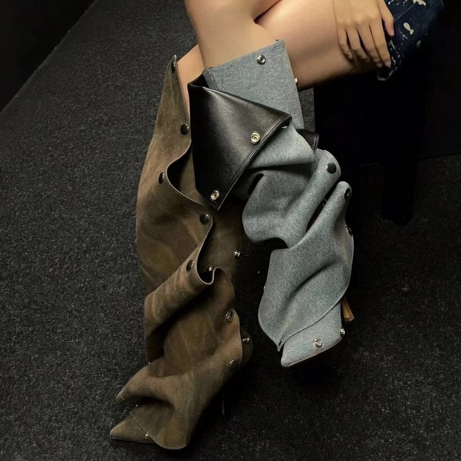 Street Fashion Denim - Botas de cano alto até o