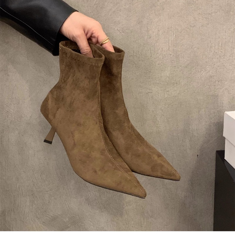 Street Fashion Dress - Botas Femininas de Camurça Elástica com