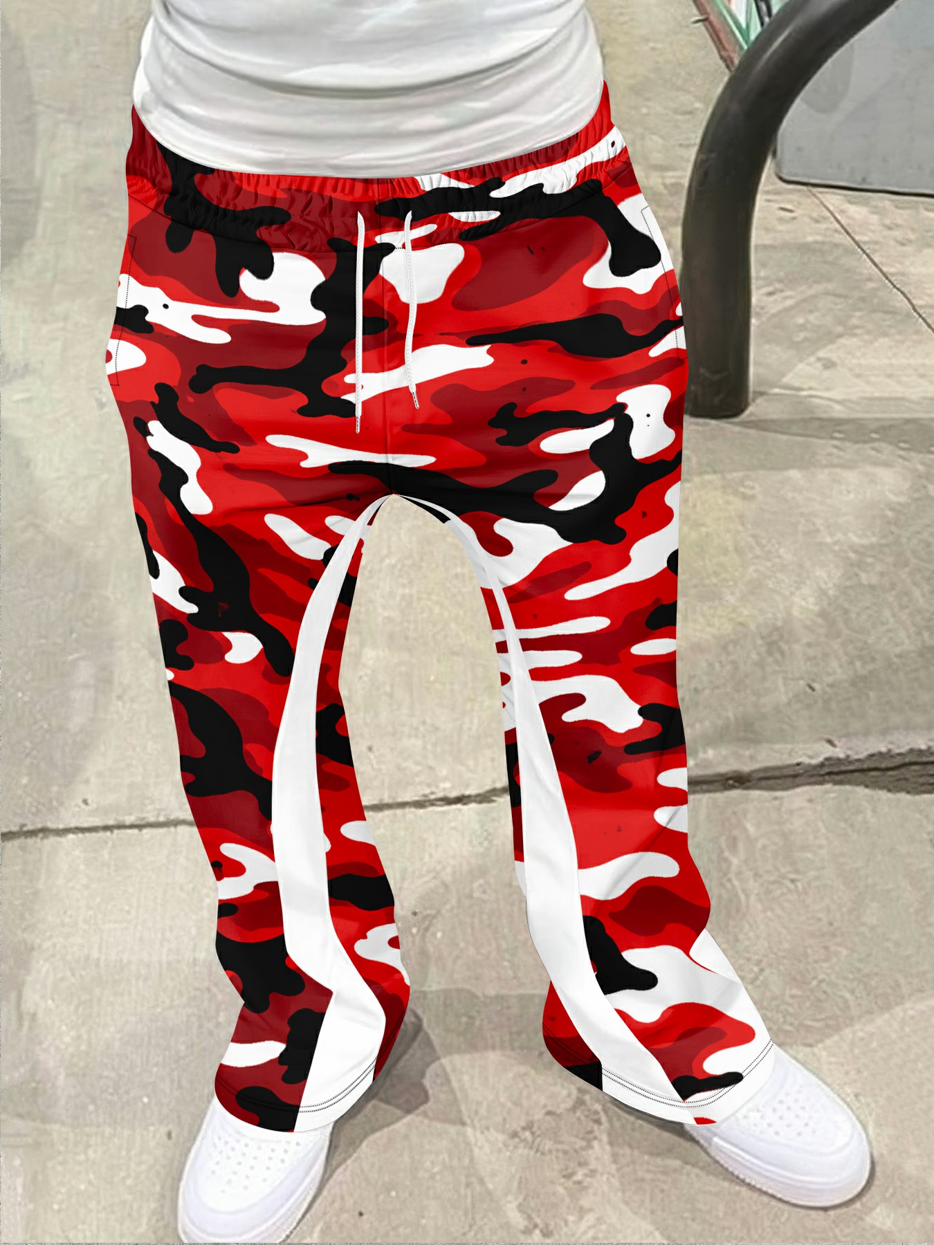 Street Fashion Brand - Calças Casuais Micro Flare Estampadas para