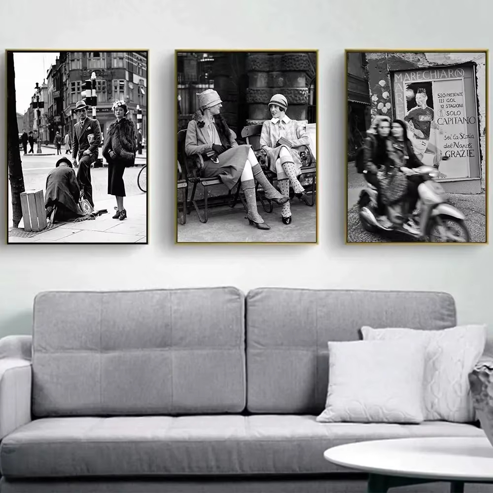 Italy Fashion Street - Pôster de fotografia vintage em preto