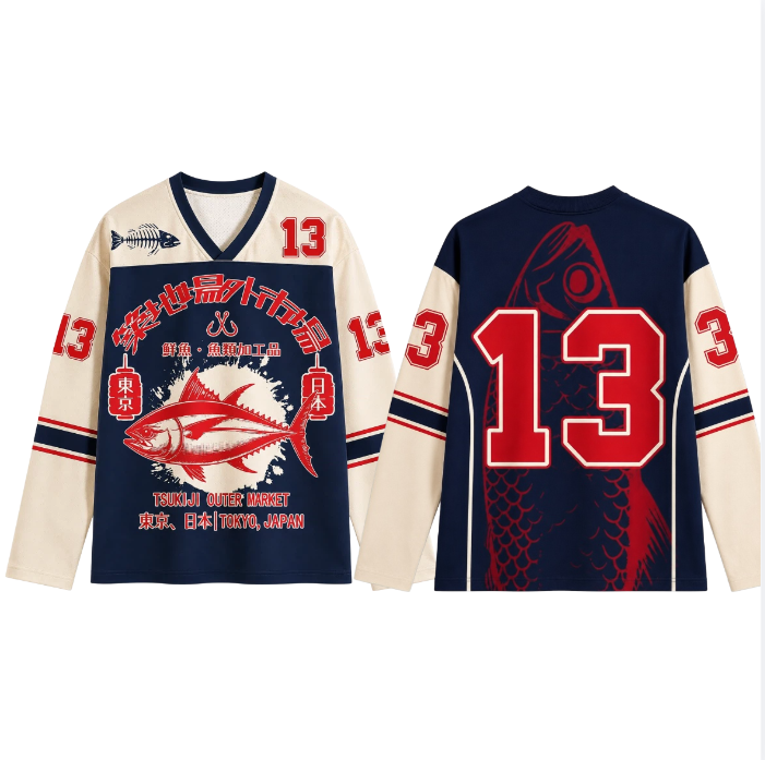 Fashion Streetwear - Camiseta de manga comprida impressa em