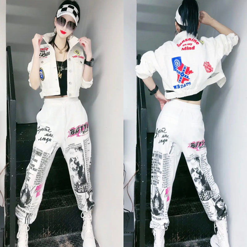 Street Fashion Graffiti - Conjunto jeans de duas peças com