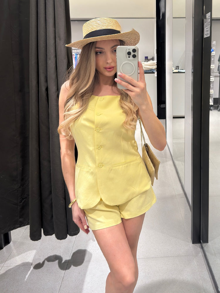 Street Fashion Vest - HH Mulheres Verão Único Breasted Colete-estilo