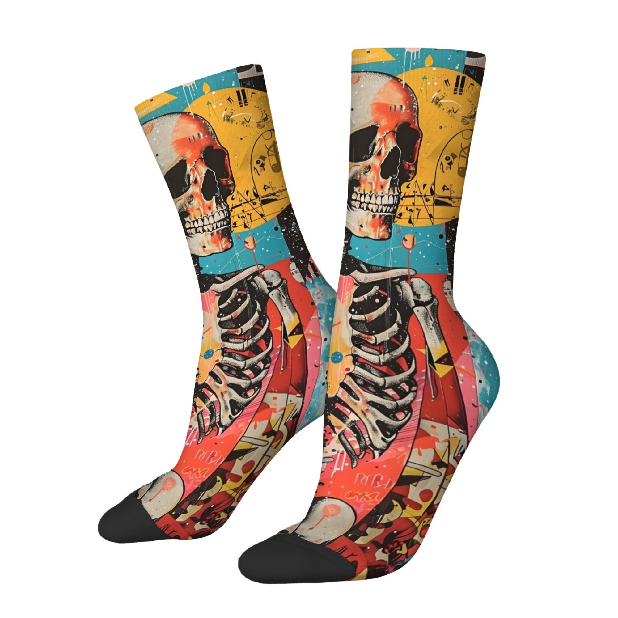 Meias Masculinas de Caveira Po - Street Fashion Graffiti avaliação e preço