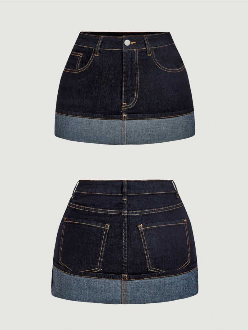 Nova Saia Jeans Mini Bicolor 2 - Street Fashion Denim avaliação e preço