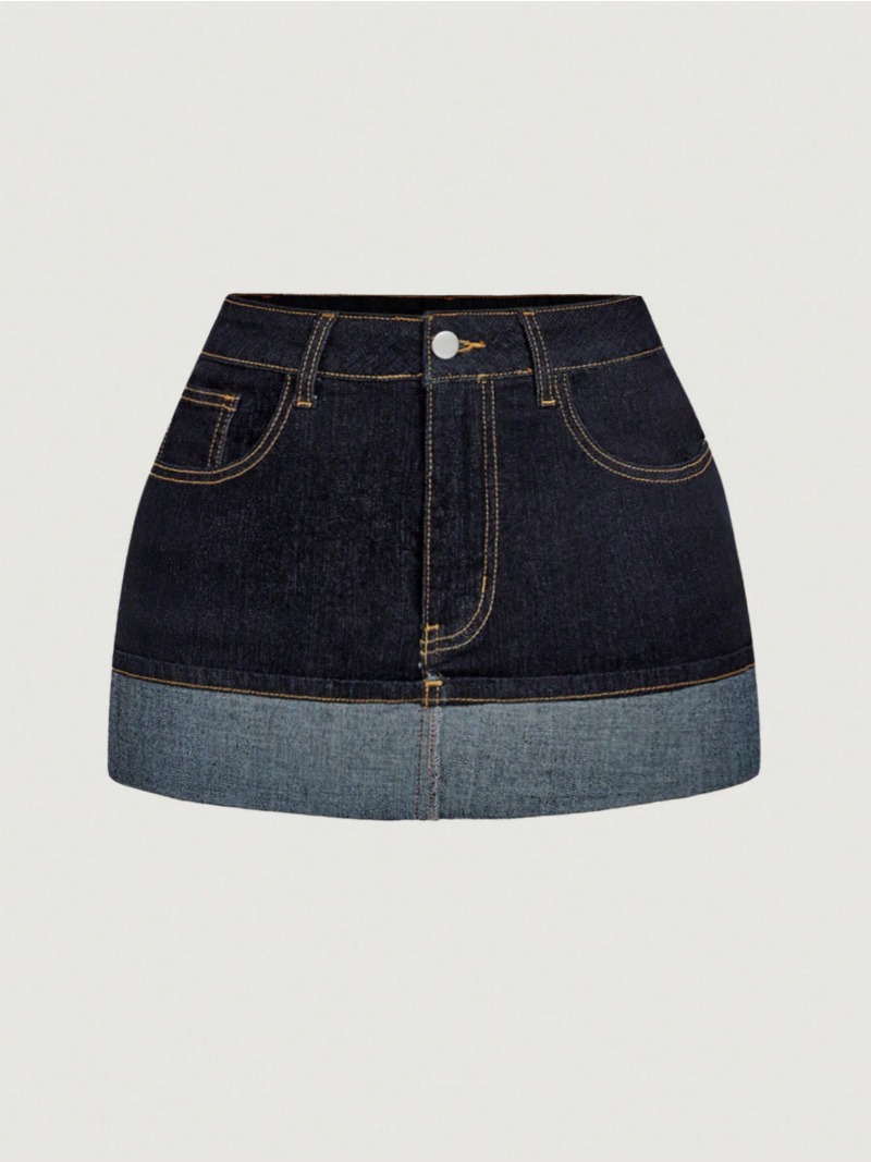 Nova Saia Jeans Mini Bicolor 2 - Street Fashion Denim avaliação e preço