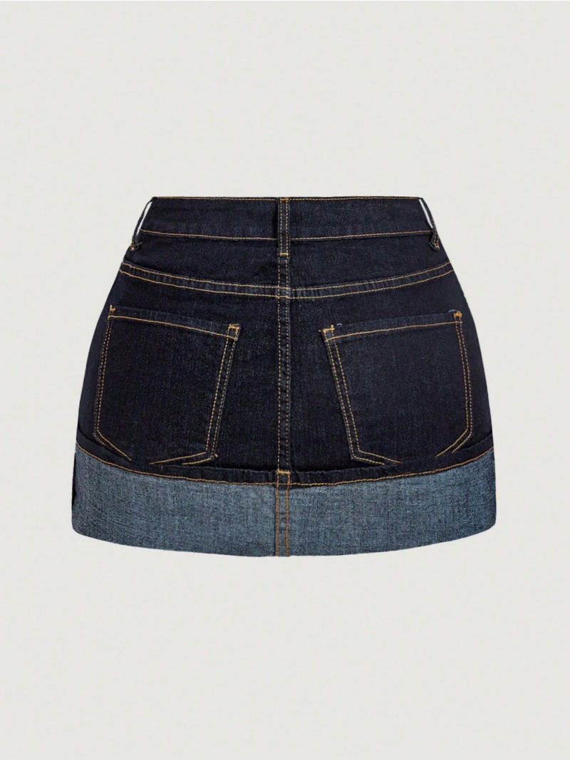 Nova Saia Jeans Mini Bicolor 2 - Street Fashion Denim avaliação e preço