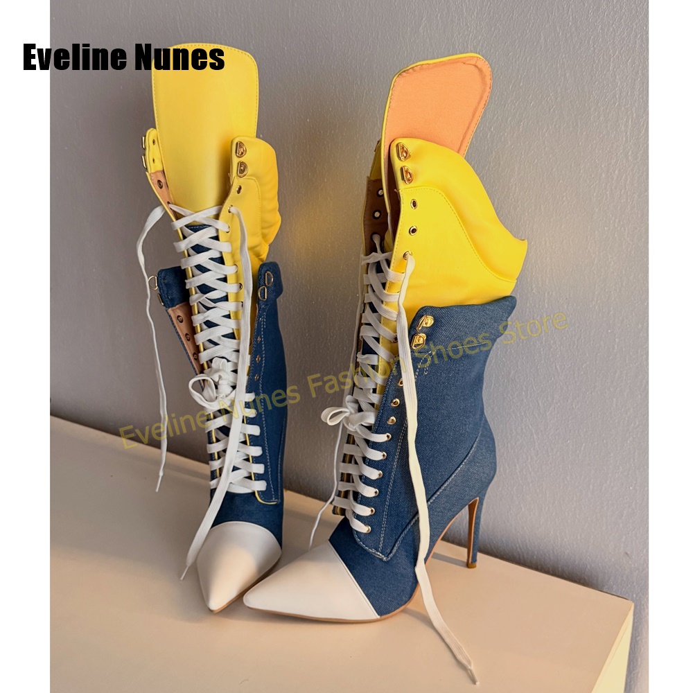 Botas Femininas Retrô Y2K de D - Street Fashion Denim avaliação e preço