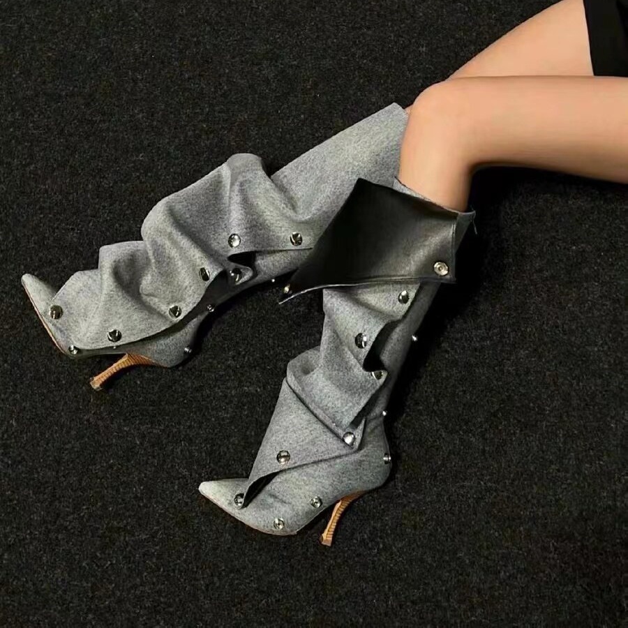 Botas de cano alto até o joelh - Street Fashion Denim avaliação e preço