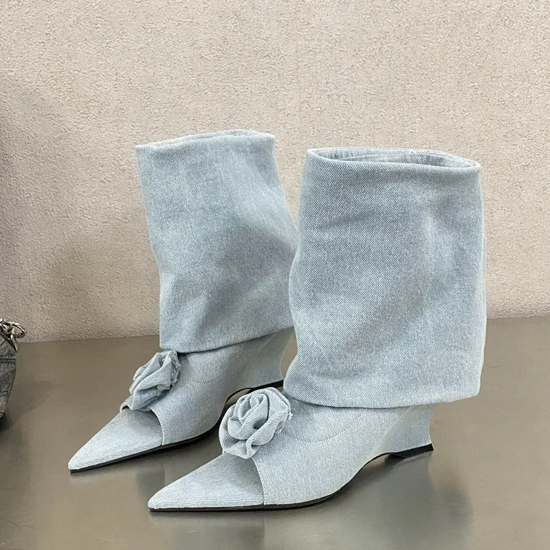 Ankle Boots para mulheres, des - Street Fashion Denim avaliação e preço